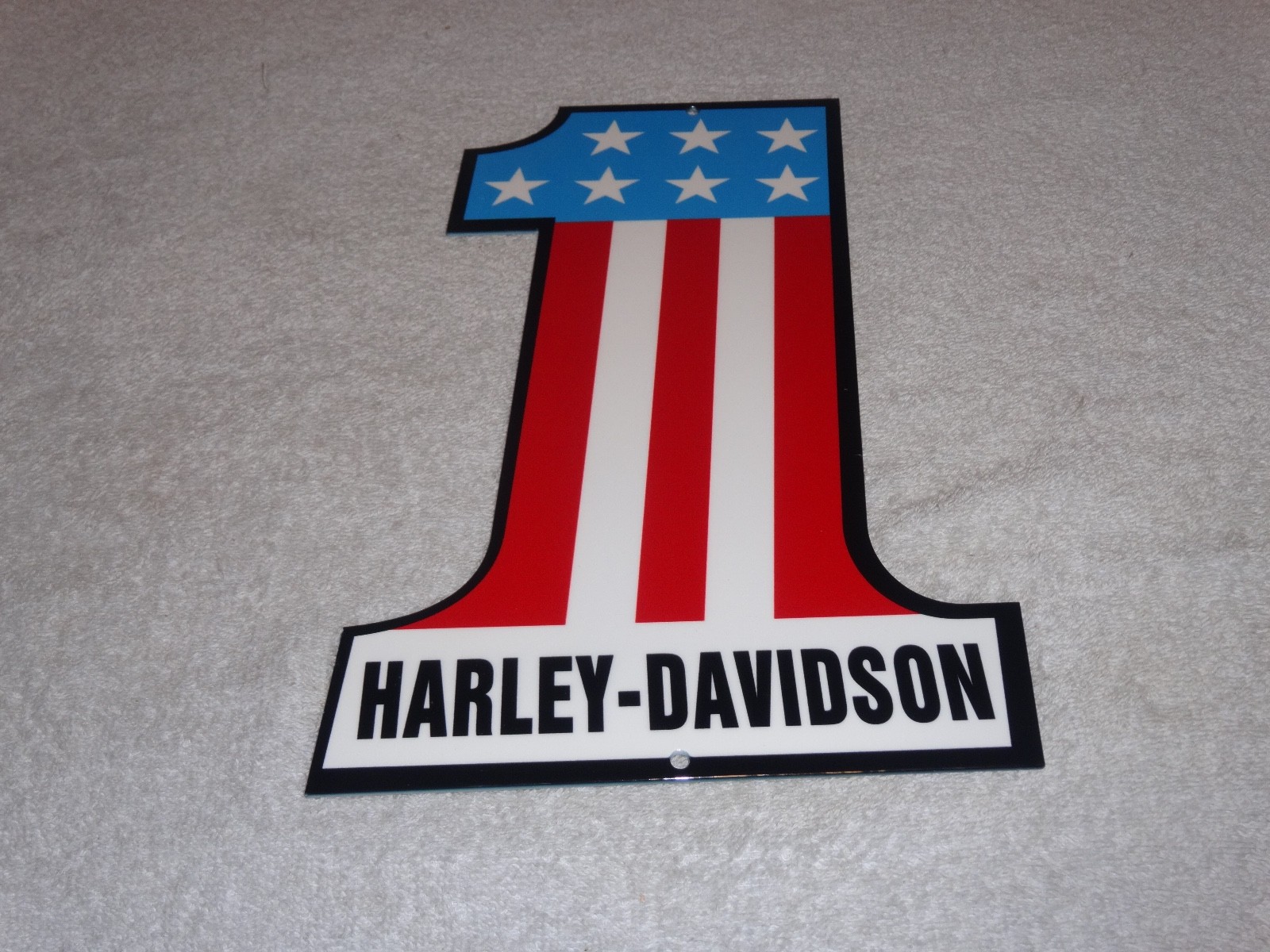 VINTAGE HARLEY DAVIDSON #1 MOTORCYCLES 12" METAL GASOLINE & OIL MOTORCYCLE SIGN!