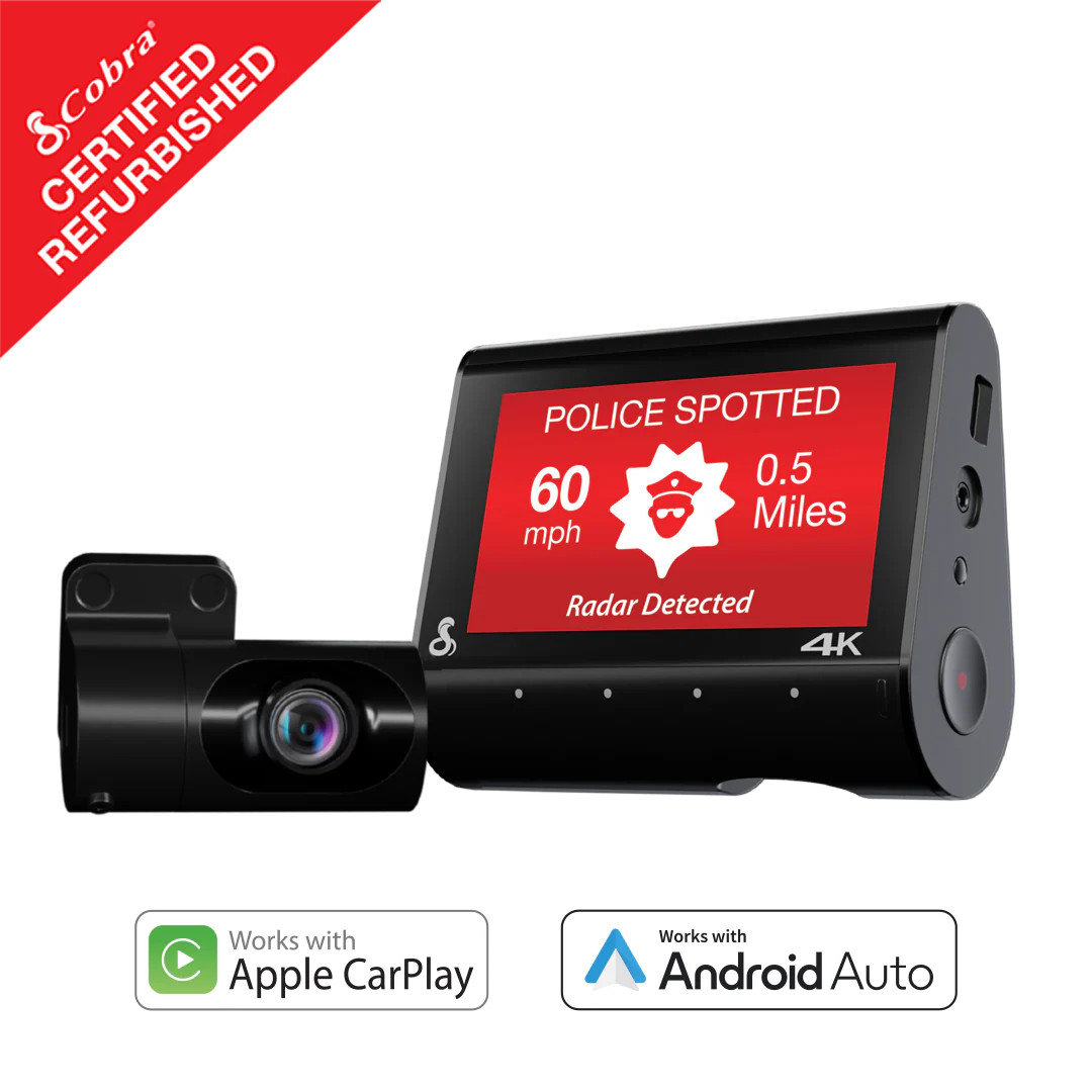 Cobra Smart Dual View Dash Cam SC 250R 4K 32 GB CarPlay Certified Refurbished