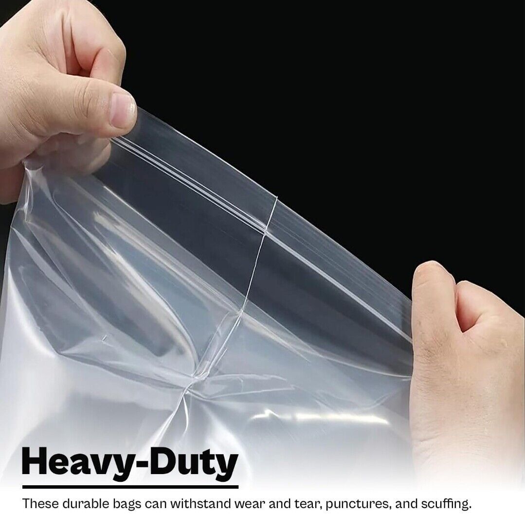 Writable WHITE BLOCK HEAVY DUTY 4Mil Clear Zip Seal Bags Reclosable Top Plastic