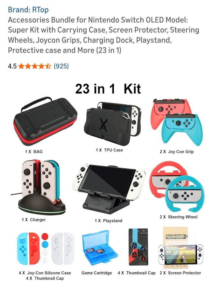 Accessories Bundle for Nintendo Switch OLED Model: Super Kit with Carrying Case,