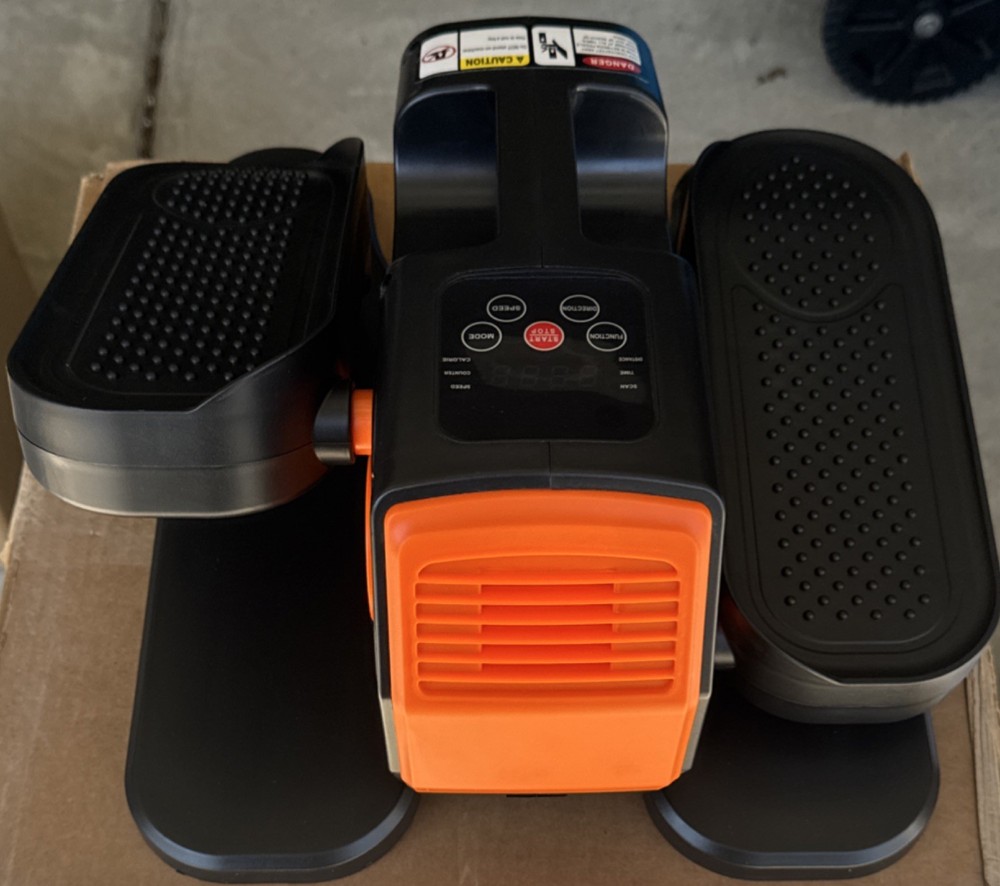 Electric Elliptical Machine Black/Orange LCD Display Remote Compact Quiet