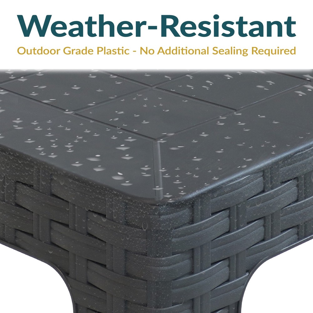 18.5 in Plastic Square Patio Side Table - Gray by Sunnydaze