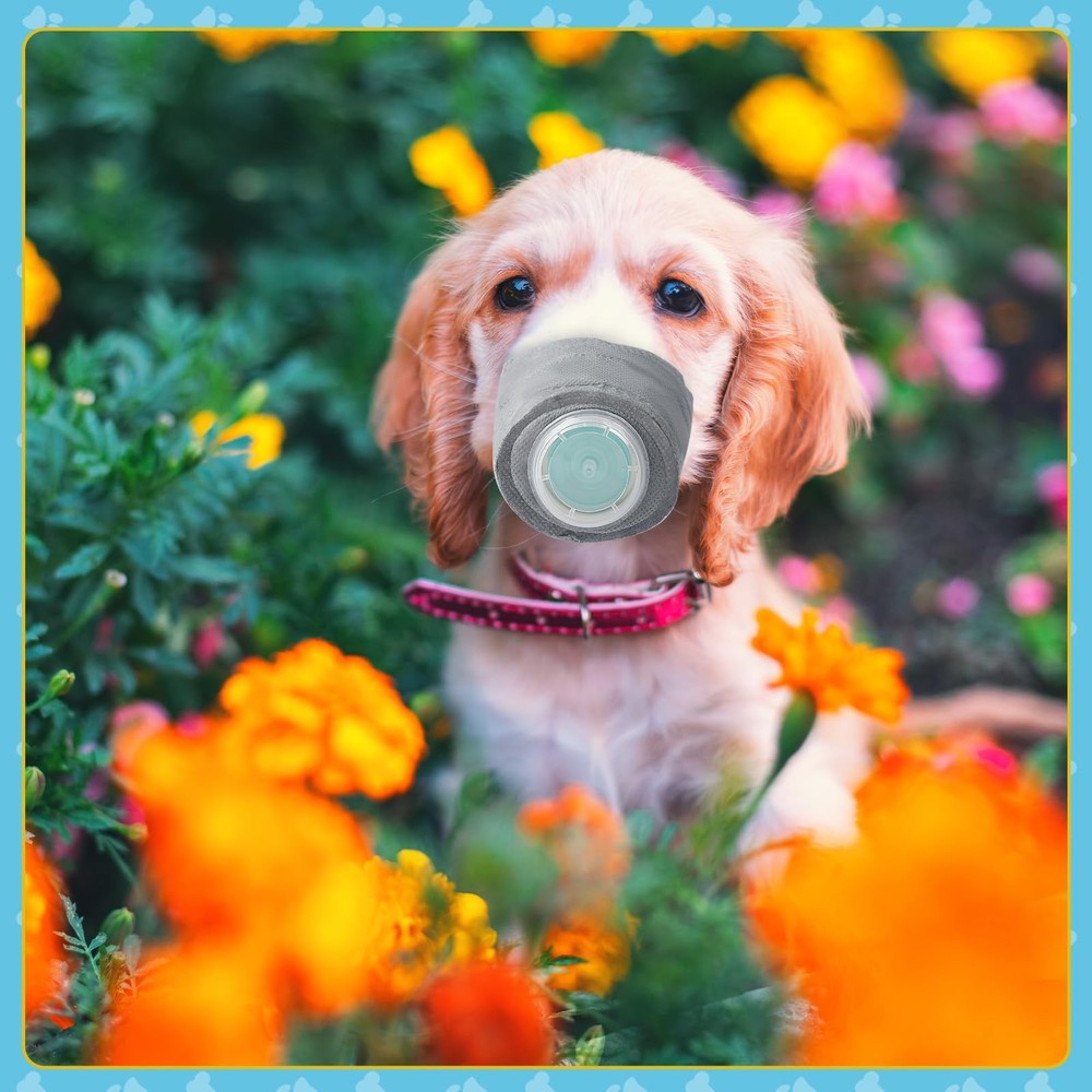 5 Pcs Adjustable Dog Respirator , Reusable Breathable Protective Filter Muzzl...