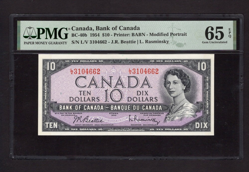 Canada 10 Dollars 1954 BC-40b Uncirculated Grade 65