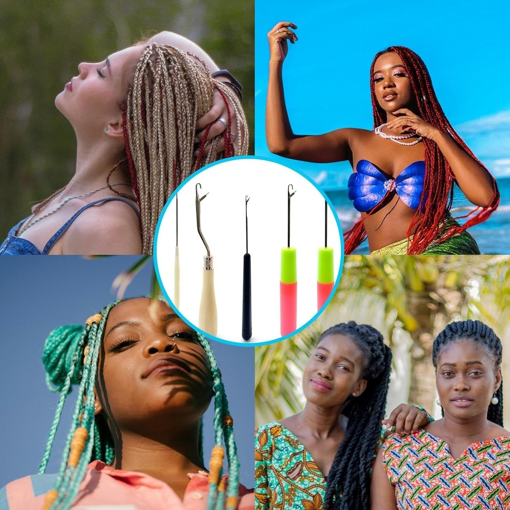 5PCS Latch Hook Tool Set – Small Crochet Hooks in Multiple Sizes for Braid Hair,