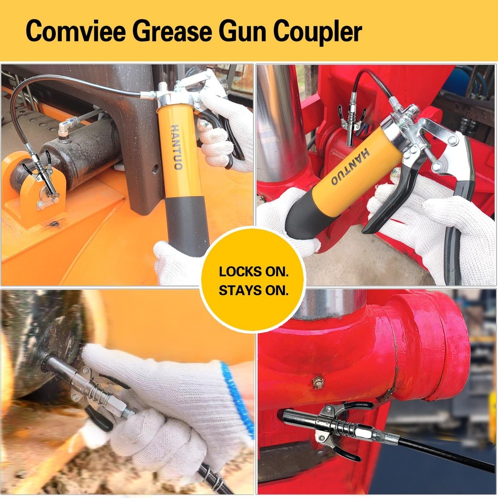 Grease Gun Coupler Grease Gun Tips Double Handle Quick Lock Release Grease Tips
