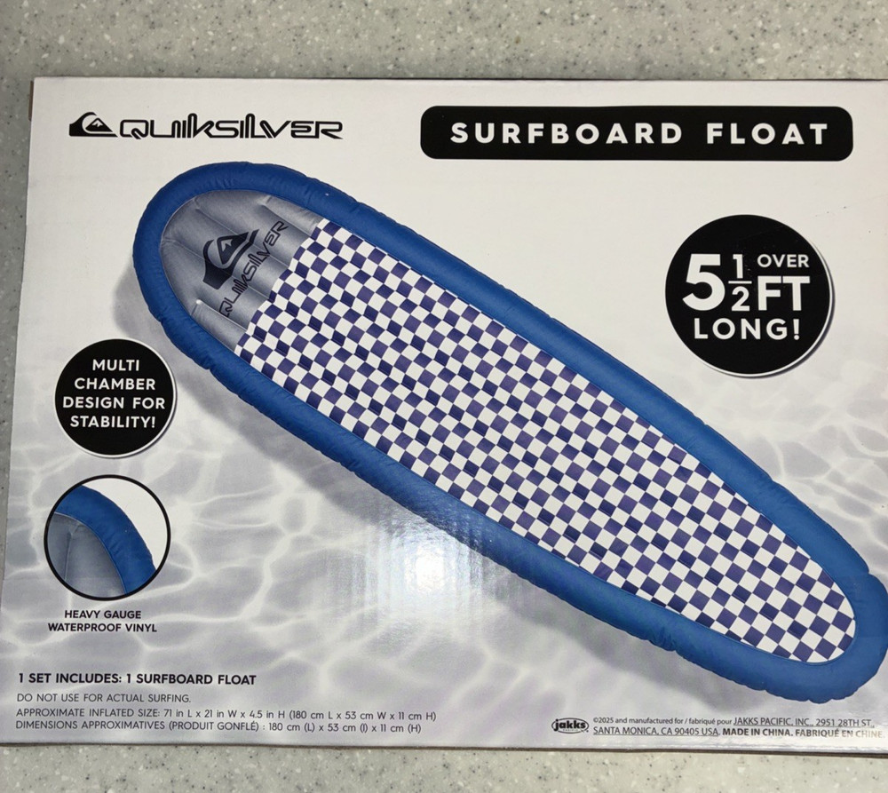 Quiksilver Checkers Surfboard Float 5'11" Length NEW