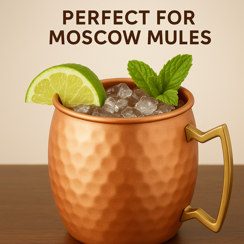 100% Handmade 16oz Solid Copper Mule Mug – Barrel Shaped Mug with Brass Handle