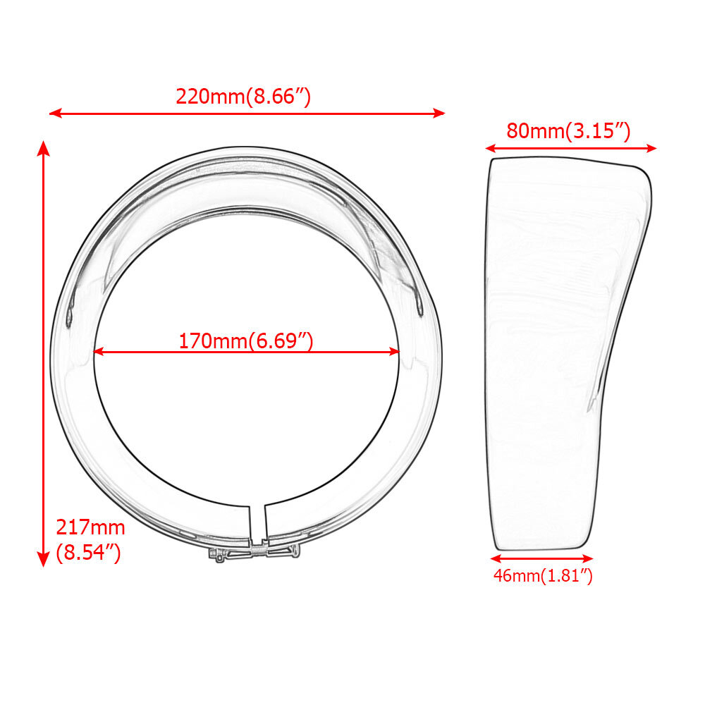 Chrome 7" Headlight Trim Ring Visor Bezel for Harley Touring Road King Softail