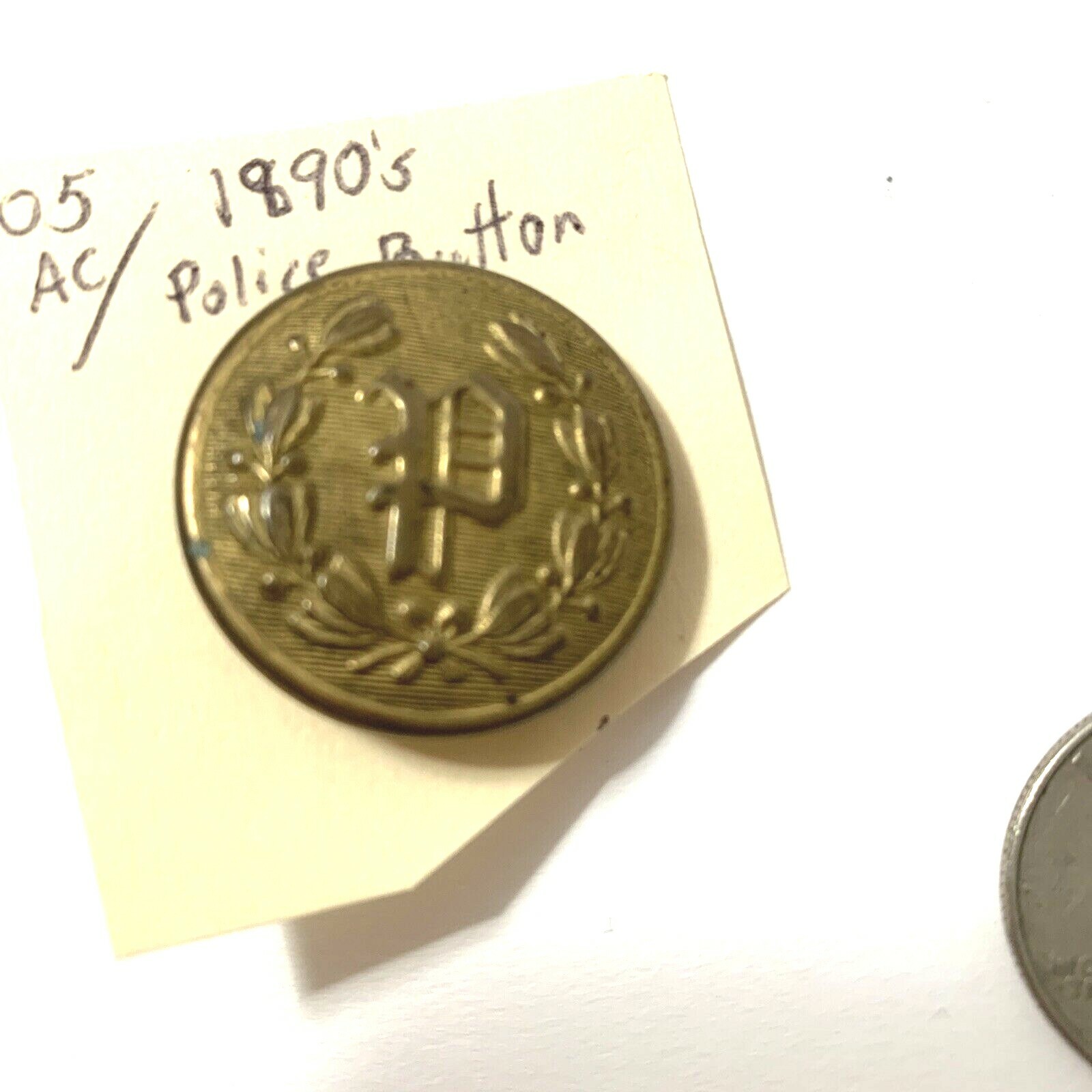 Police Button Vintage Collectible 1890 1 Gold 1 Silver Quality Police Button