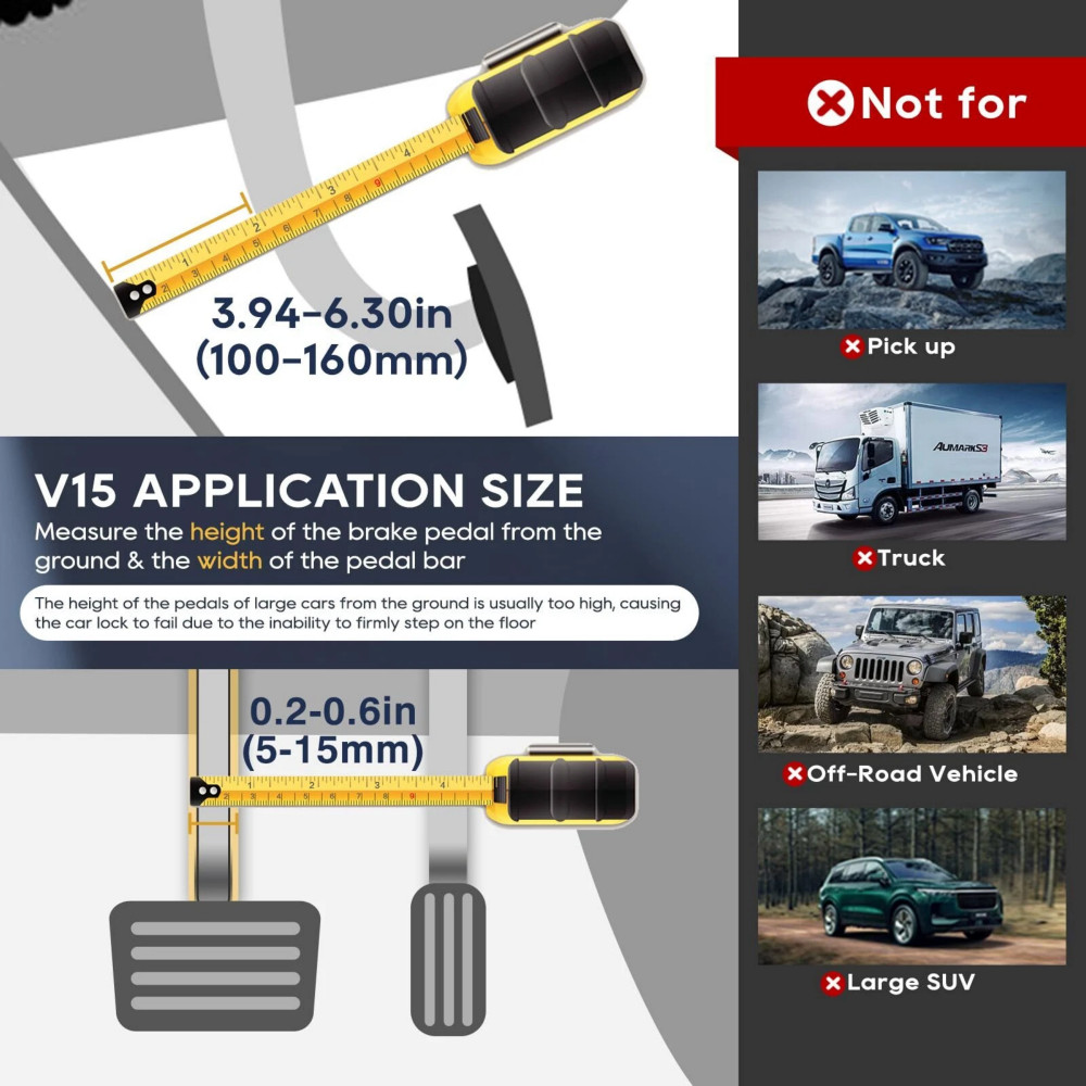 Multi-Function Car Safety Lock Brake Pedal Anti-Theft Device Clutch Lock +3 Keys