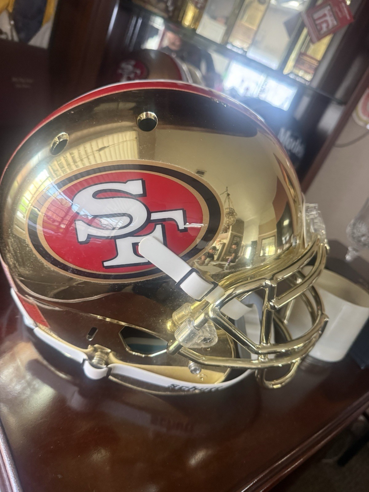 SAN FRANCISCO 49ERS Full Size Chrome Authentic Gold  Football Helmet -