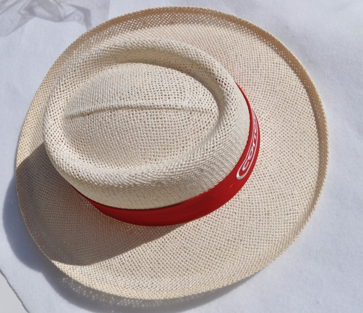 Vintage New, Unused Conoco Straw Hat W/ Headband Gas Service Classic Memorabilia