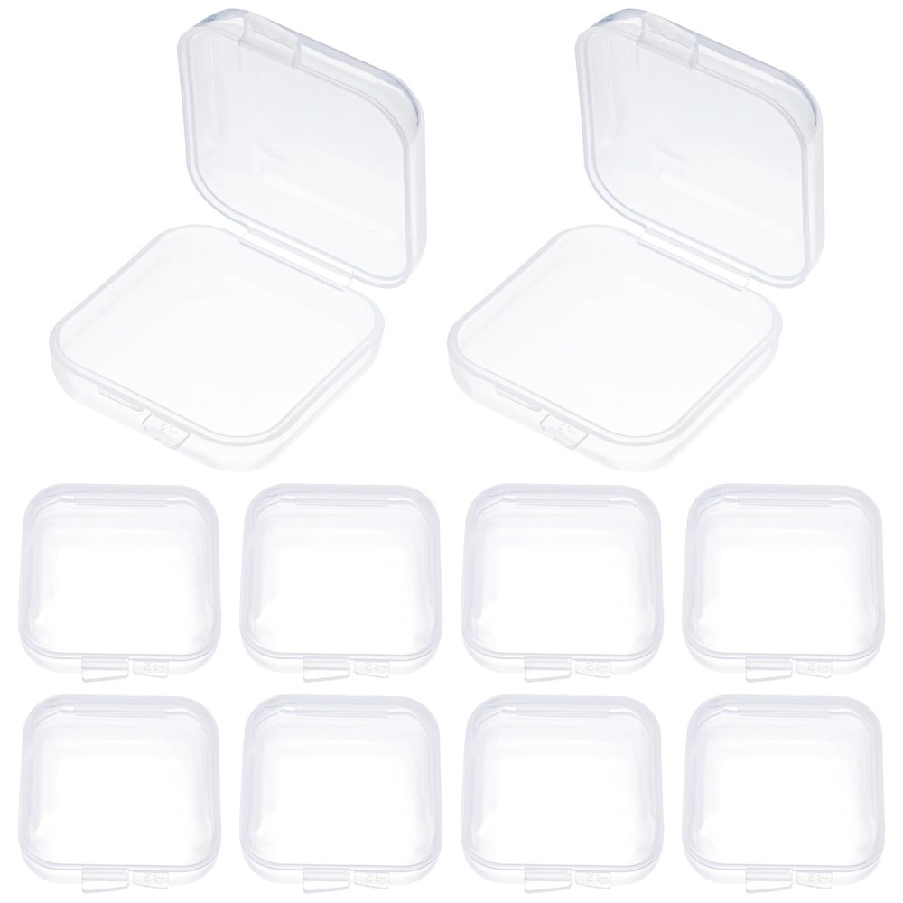 10Pcs Ear Plug Case, Mini Plastic Earplug Containers, 1.8Mm Square Box with Hing