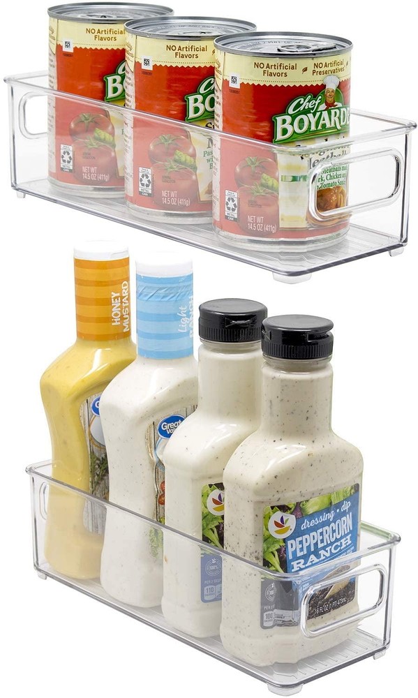 2-Pack Storage Bins Stackable Clear Pantry Organizer Box Bin Containers