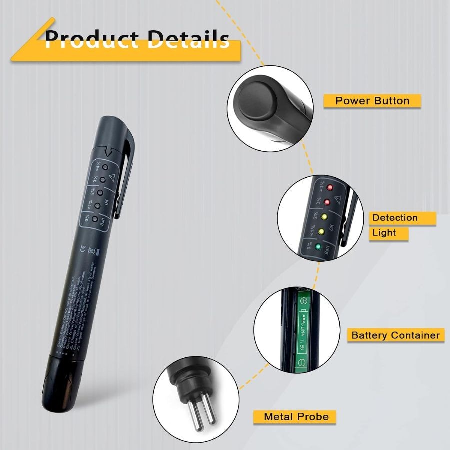 Brake Fluid Liquid Tester Pen, Car Diagnostic Testing Tool with 5 LED Indicators