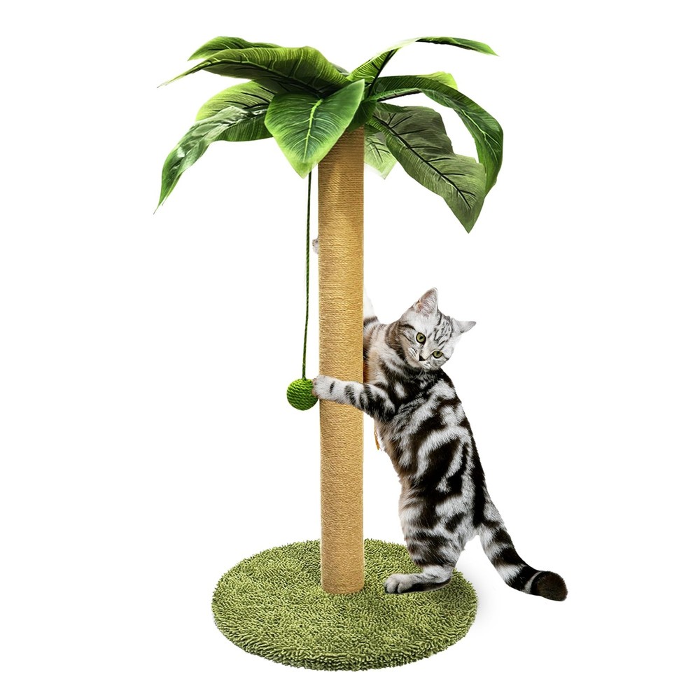 PETKARAY Cat Scratching Post, 36" Tall Palm Tree Green