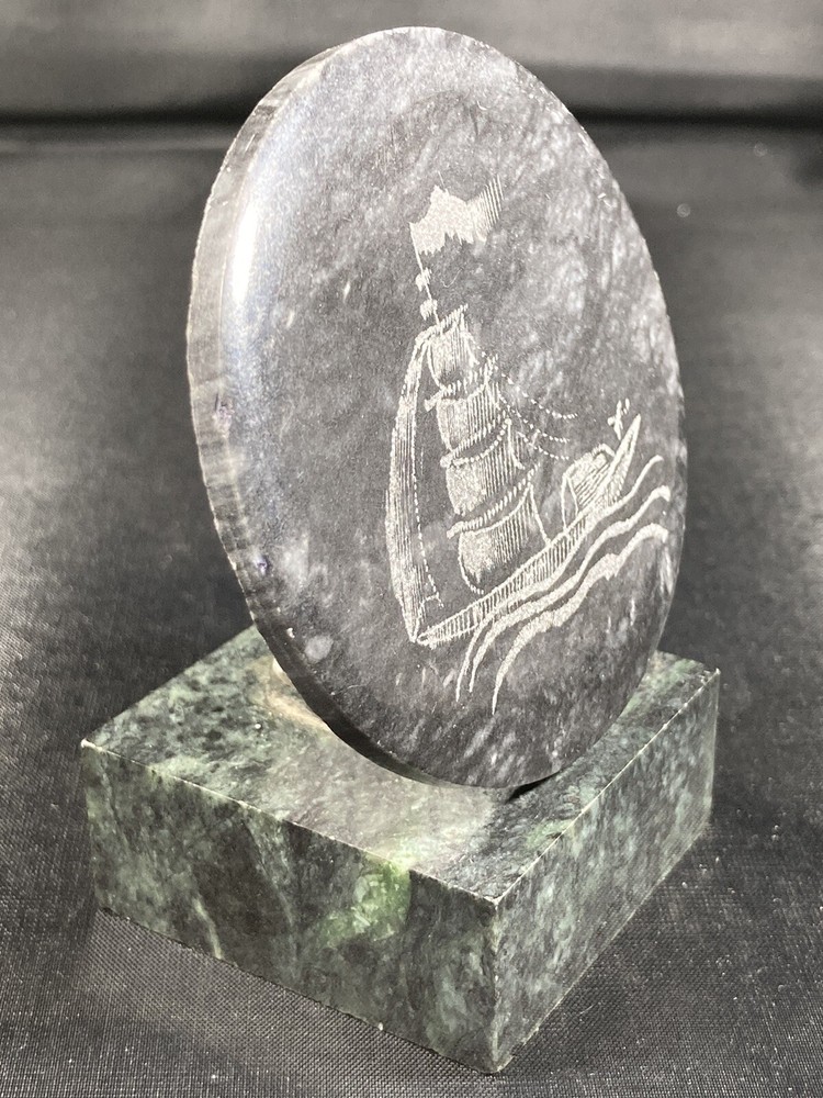 Marble Hand Engraved Sailing Ship Plaque
