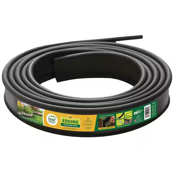 Landscape Edging Black 40ft x 5in Heavy Duty Plastic Garden Border Stakes Set