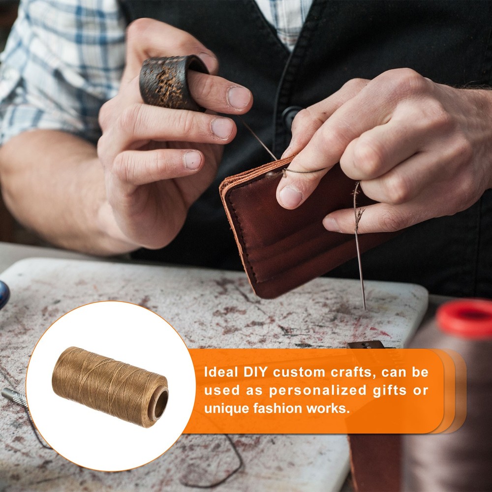 284 Yard 0.8mm 150D Flat Waxed Thread Polyester, Coffee