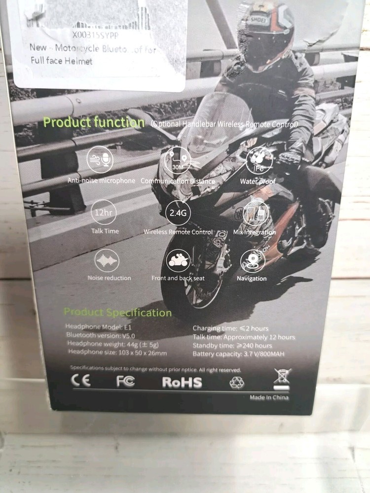 Motorcycle E1 Helmet Intercom Headset with CVC Noise Cancellation Stereo