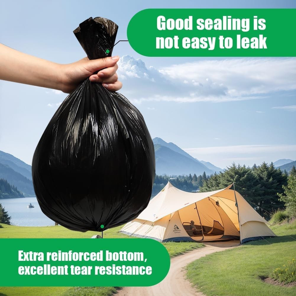 120 Pack Camping Toilet Bags 30L Heavy Duty Portable Waste Liners Black