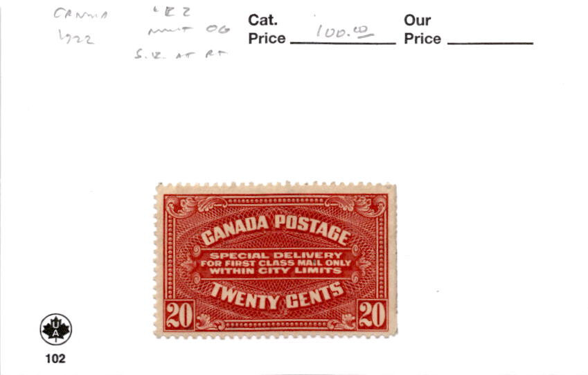 Canada, Postage Stamp, #E2 Mint Hinged, 1922 Special Delivery (AL)