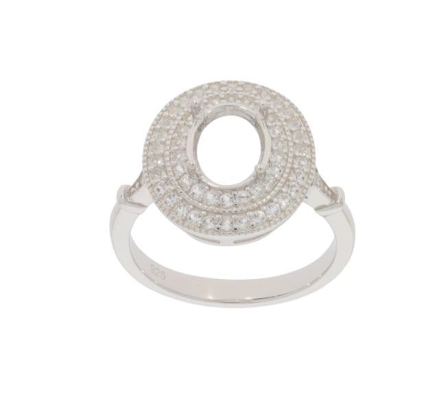 Sterling Silver Semi Mount Ring Setting Oval OV 9x7mm