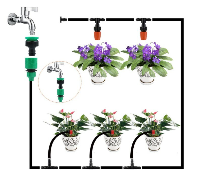 Auto Drip Irrigation System Kit Timer Micro Sprinkler Garden Watering 100-130 Ft