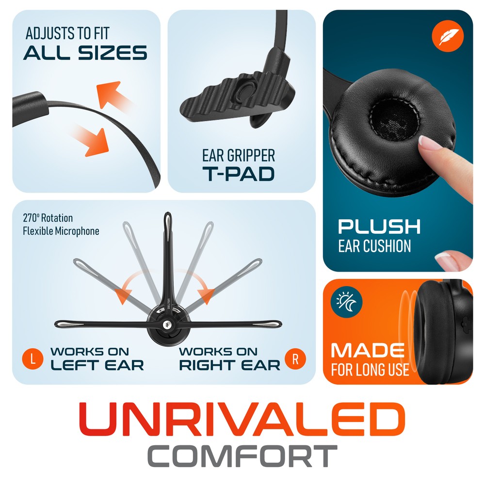 Delton Trucker Bluetooth Headset, Wireless Headset w/Microphone