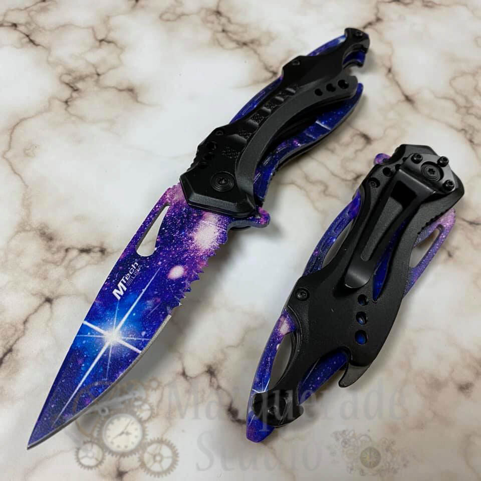 MTech Collectors Half Serrated Tactical Spring Assisted Pocketknife [Galaxy]