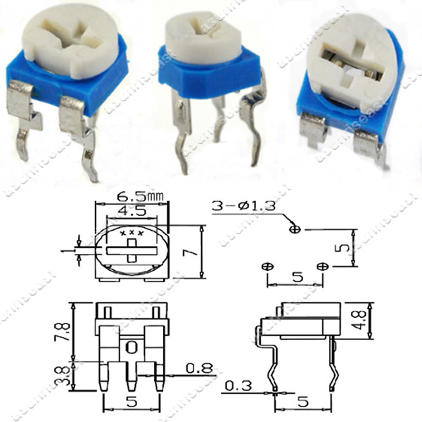 10 x Blue White 200K Ohm 204 Trimpot Trimmer Potentiometer Variable Resistor
