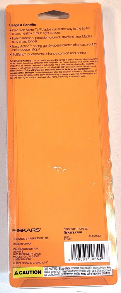 Fiskars Non-Stick Micro-Tip Pruning Snips NEW