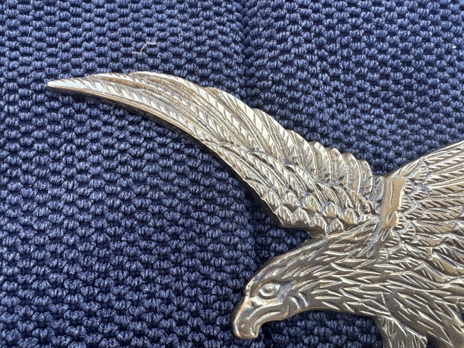 Vintage Solid Brass Eagle Five Hook Key Holder Wall Plaque Mount