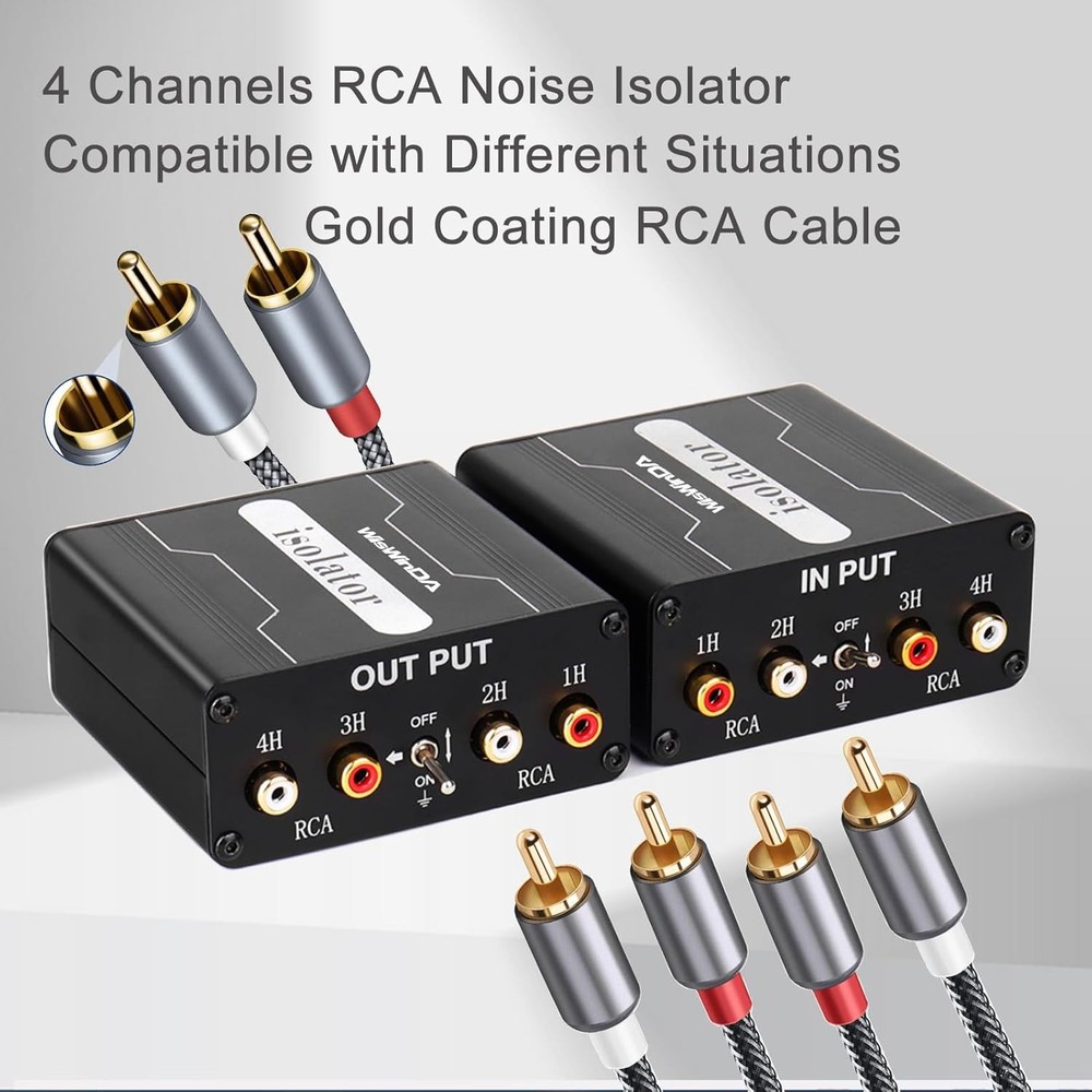 WisWinDa 4 Channel RCA Ground Loop Noise Isolator