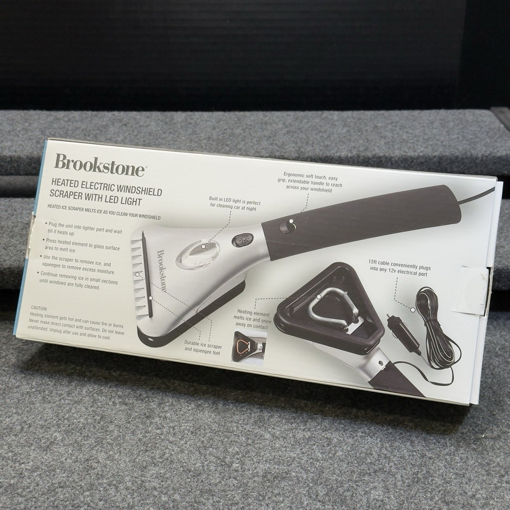 Brookstone Heated Electric Windshield Scraper with LED Light - Snow Ice Melter