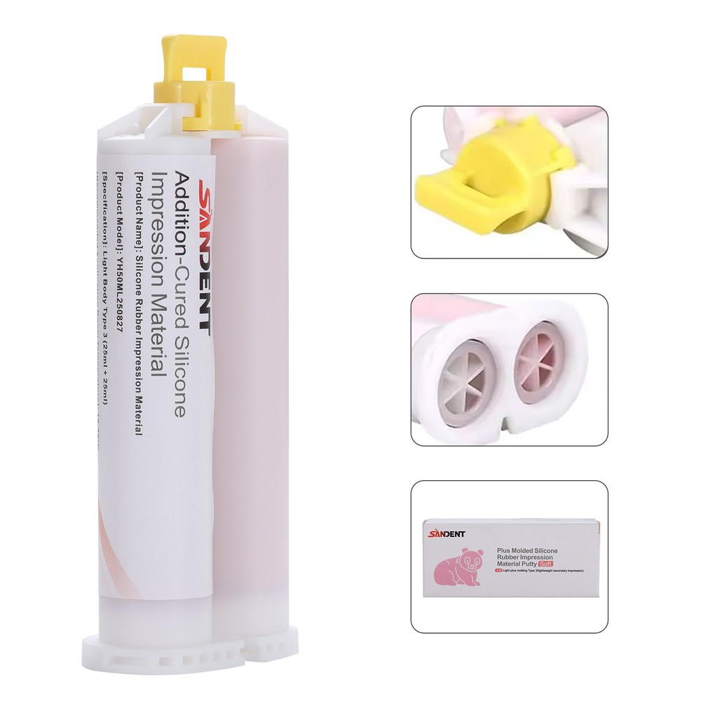 Dental Impression Material silicone Putty Normal Fast Set Light Body 50ML 5*Tips