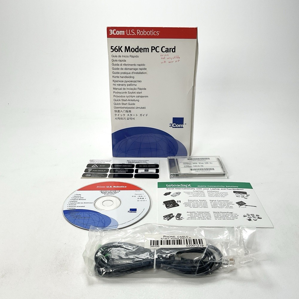 3Com U.S. Robotics 56K Modem PC Card 3056 3Com USR XJ Vintage Computing