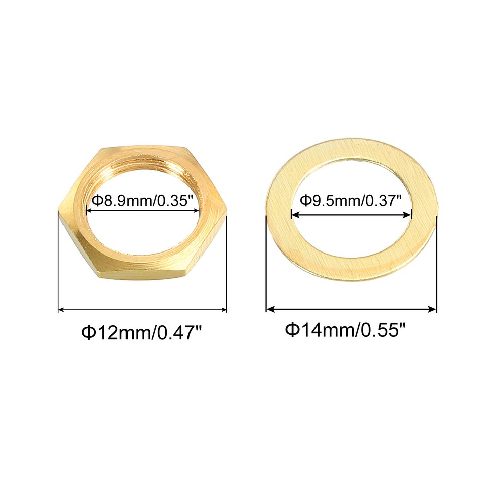 Guitar Nuts and Washers 3/8" Guitar Input Output Jack Socket Nuts Gold,5 Set