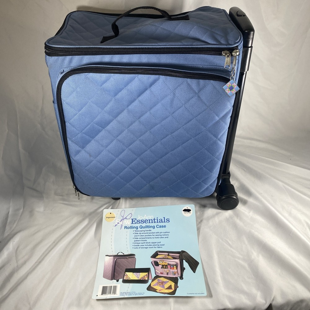 Jo-Ann Sew Essentials Rolling Quilting Case Blue Storage Bag Organizer