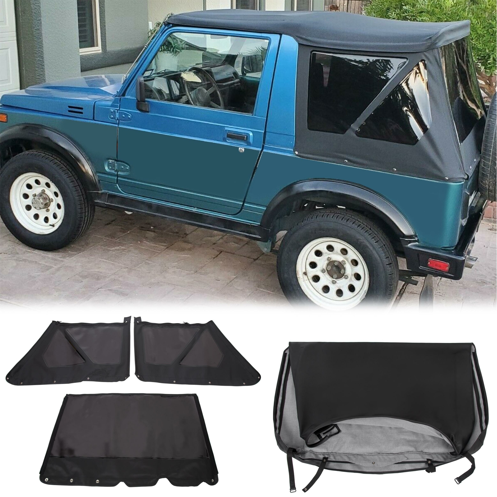 KOJEM For 86-94 Suzuki Samurai Replacement Soft Top w/ Removable Tinted Windows