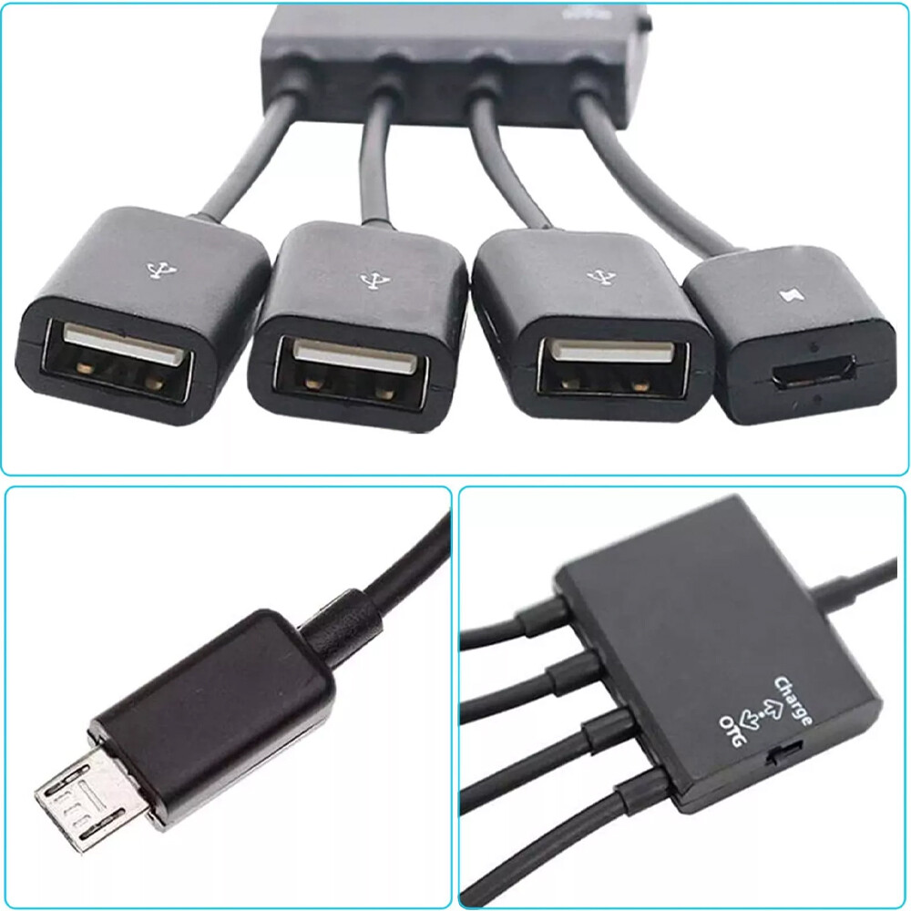 4PC Micro USB Charging OTG Hub Splitter Cable for Phone Android Tablet 4 In 1