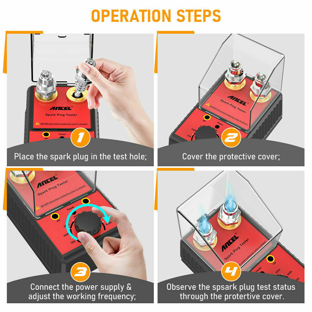 Ancel Car Spark Plug Tester Ignition Auto Diagnostic Tool Double Hole Analyzer