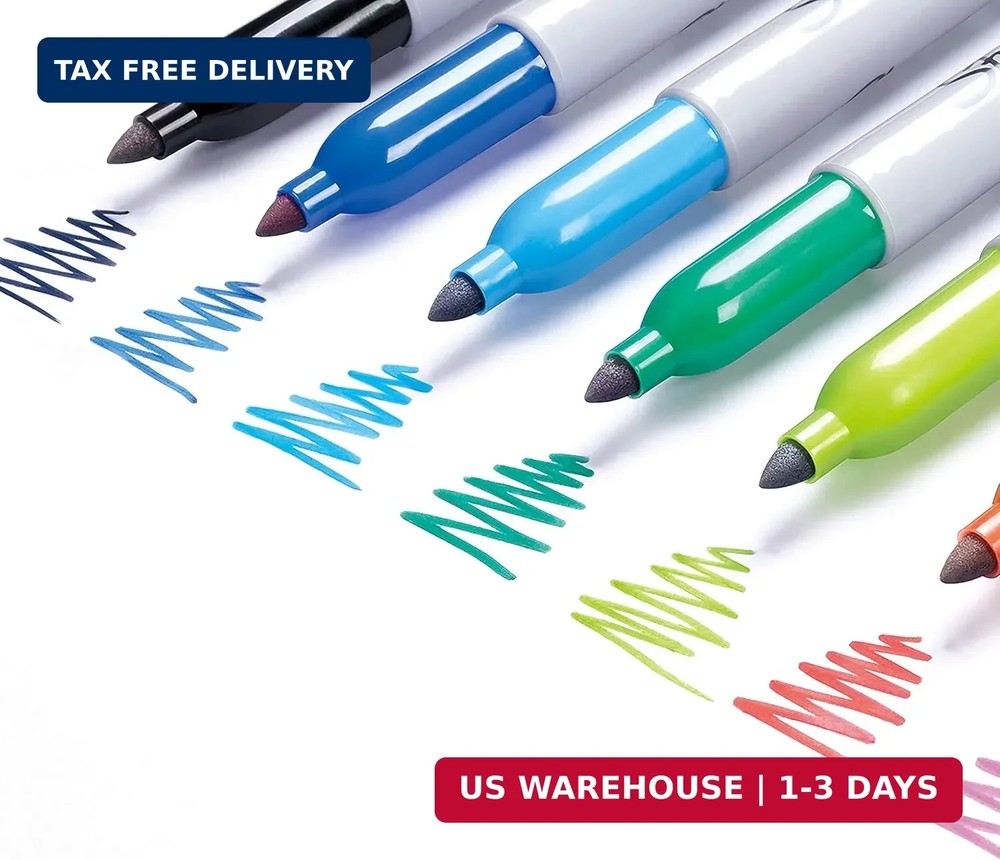 Sharpie Permanent Markers | Fine Point | Black & Blue | 2 Count