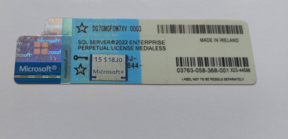 Microsoft SQL Server 2022 Enterprise 96 Core License Unlimtd CALs Authentic
