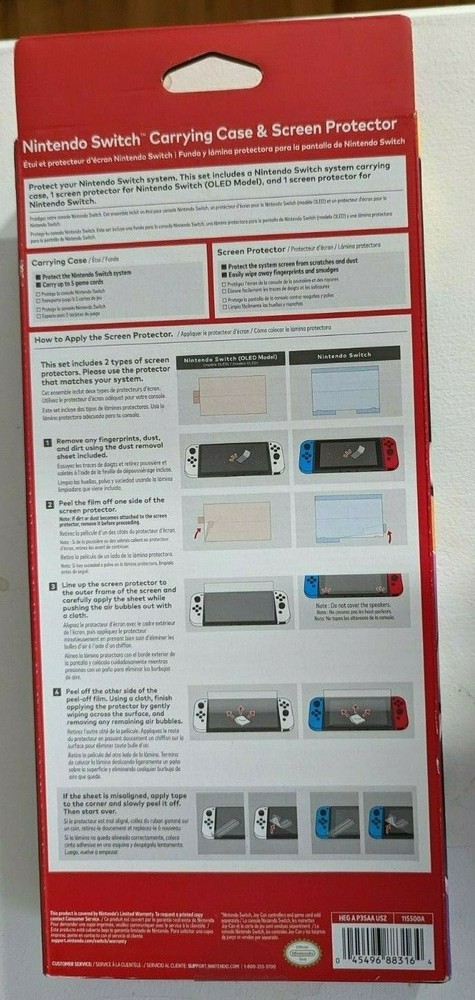 Nintendo Switch Carrying Case & Screen Protector - Black and White