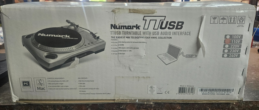 Numark TTUSB DJ Turntable With USB Audio Interface W Original Cables (Tested)