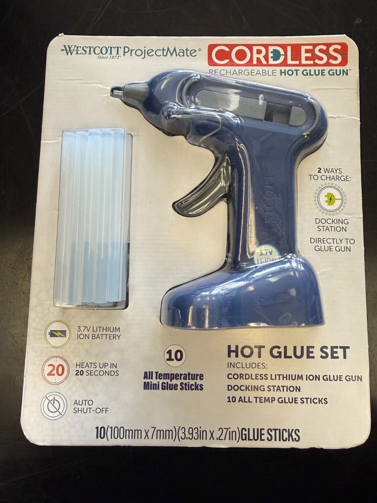 Westcott ProjectMate Lithium Ion Rechargeable Cordless Hot Glue Gun w/ 10 Sticks