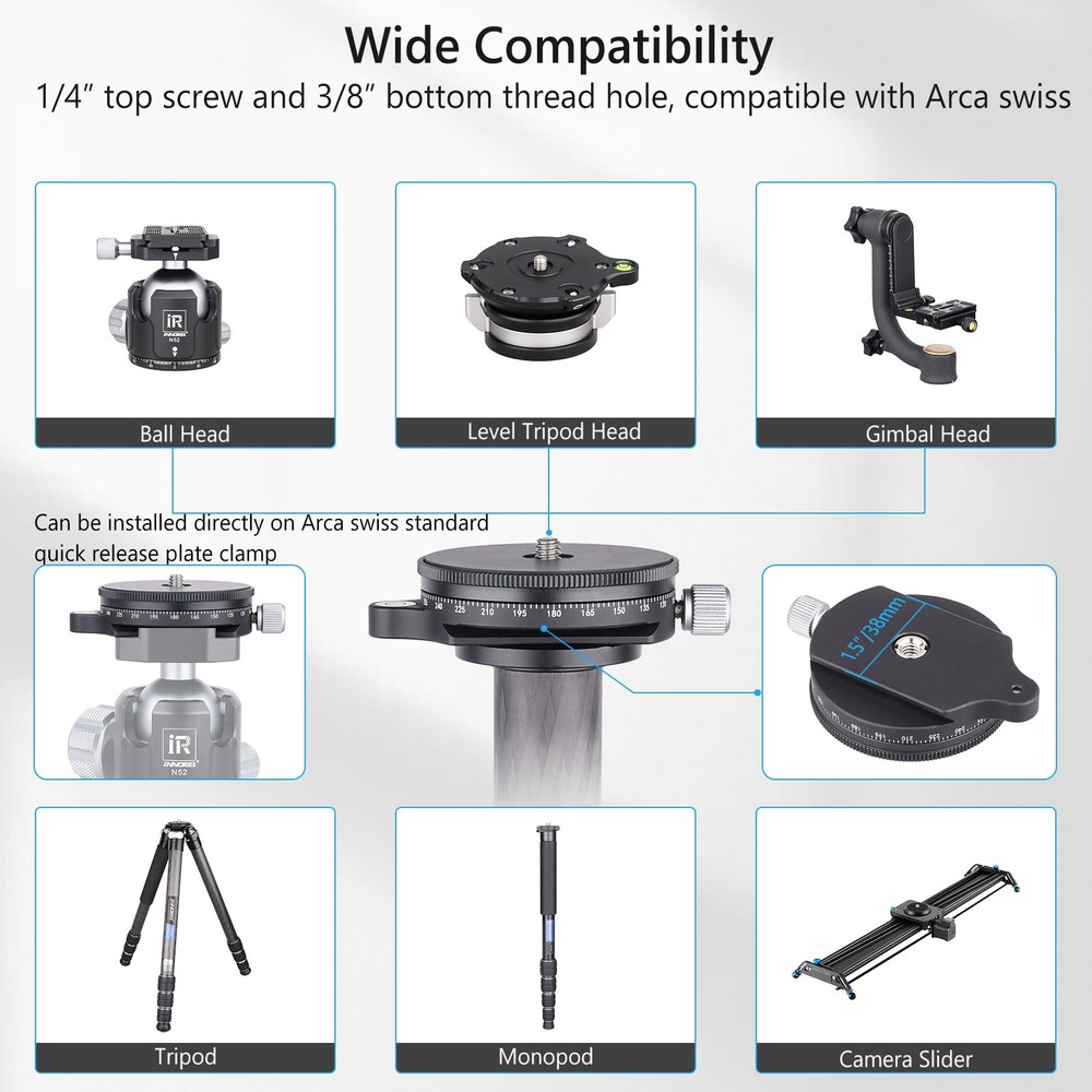 CNC Leveling Base Quick Horizontal Adjust Head Panoramic Panning Base Arca Plate