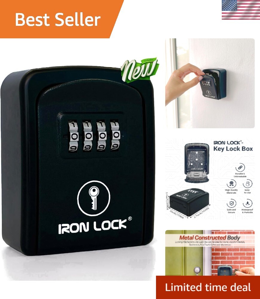 Metal Wall Mount 4-Digit Combination Lock Box - Secure Your Keys Effortlessly